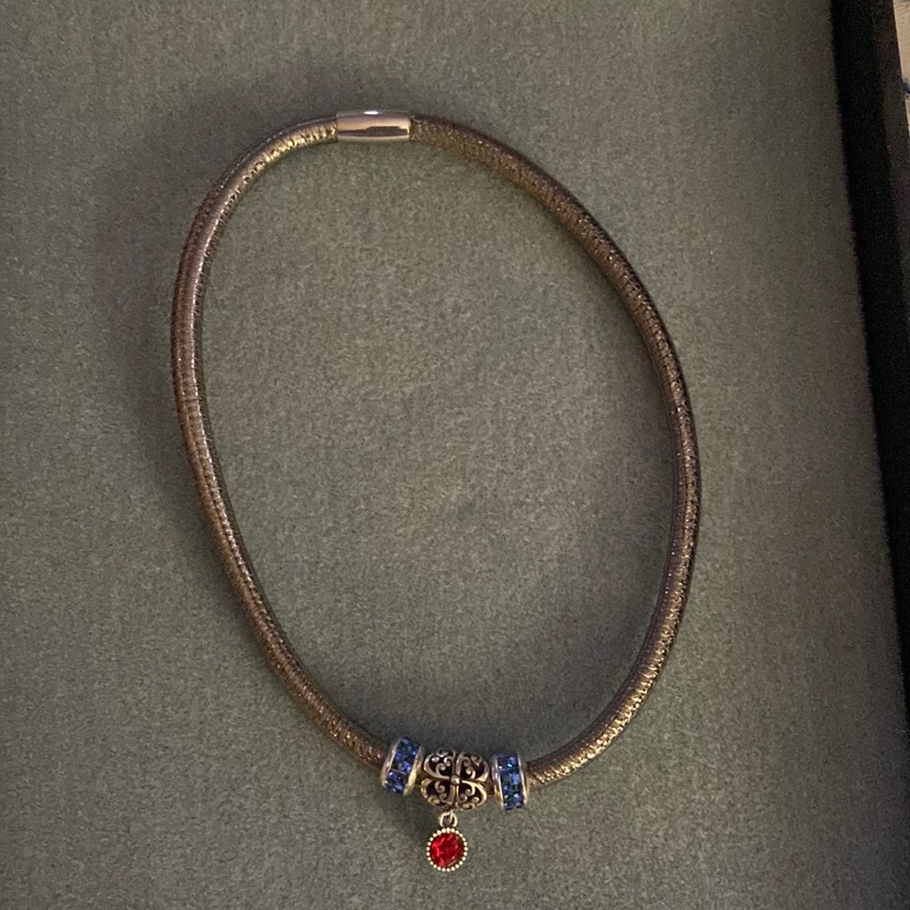 Silver rope red and blue charms